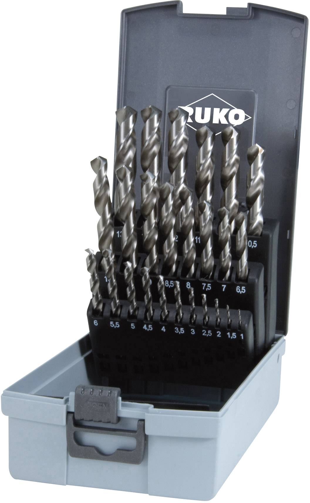 RUKO 214215RO HSS-G Metall-Spiralbohrer-Set 25teilig 1 mm, 1.5 mm, 2 mm, 2.5 mm, 3 mm, 3.5 mm, 4 mm