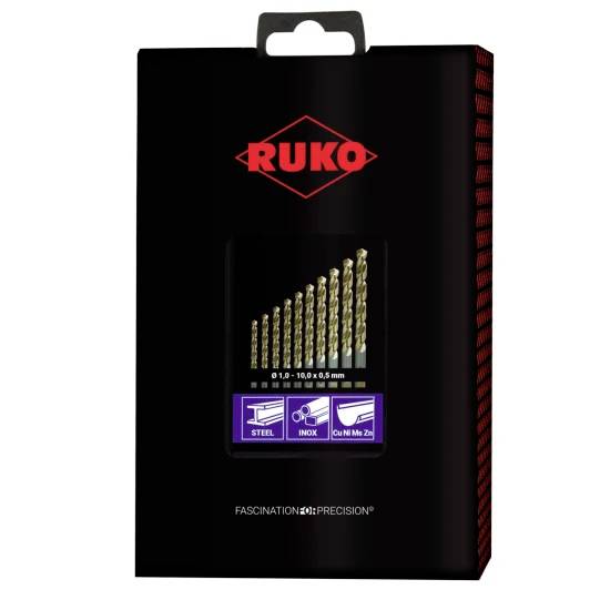 RUKO 228214RO HSSE-Co 5 Metall-Spiralbohrer-Set 19teilig 1 mm, 1.5 mm, 2 mm, 2.5 mm, 3 mm, 3.5 mm, 4 mm, 4.5 mm, 5 mm, 5.5 mm
