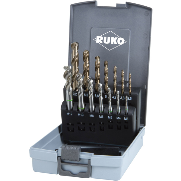 RUKO 245052RO Maschinengewindebohrer-Set 14teilig DIN 371, DIN 376 HSSE-Co 5 1 Set