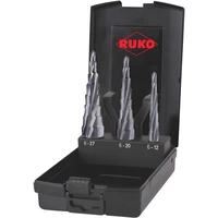 RUKO 101087PRO Stufenbohrer-Set 3teilig 6 - 12 mm, 6 - 20 mm, 6 - 27mm HSS 3-Flächenschaft 1 Set RUKO 101087PRO Stufenbohrer-Set 3teilig 6 - 12 mm, 6 - 20 mm, 6 - 27mm HSS 3-Flächenschaft 1 Set