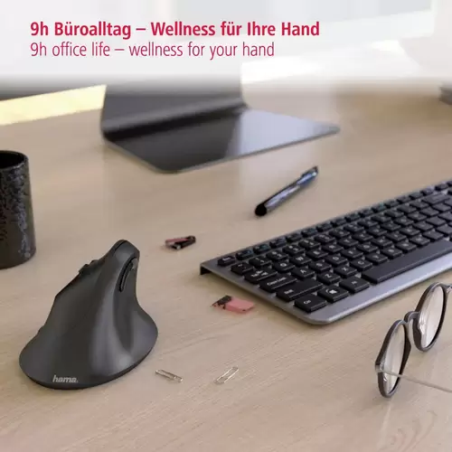 Hama EMW-500L Ergonomische Maus Funk Optisch Schwarz 6 Tasten 1800 dpi Ergonomisch Hama EMW-500L Ergonomische Maus Funk Optisch Schwarz 6 Tasten 1800 dpi Ergonomisch