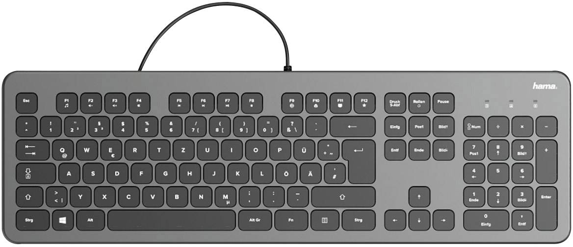 Hama KC-700 USB Tastatur Deutsch, QWERTZ Anthrazit/Schwarz