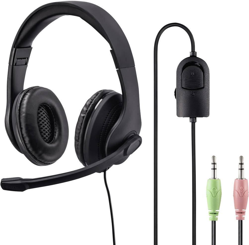 Hama HS-P200 Over Ear Headset kabelgebunden Stereo Schwarz Lautstärkeregelung, Mikrofon-Stummschaltung Computer