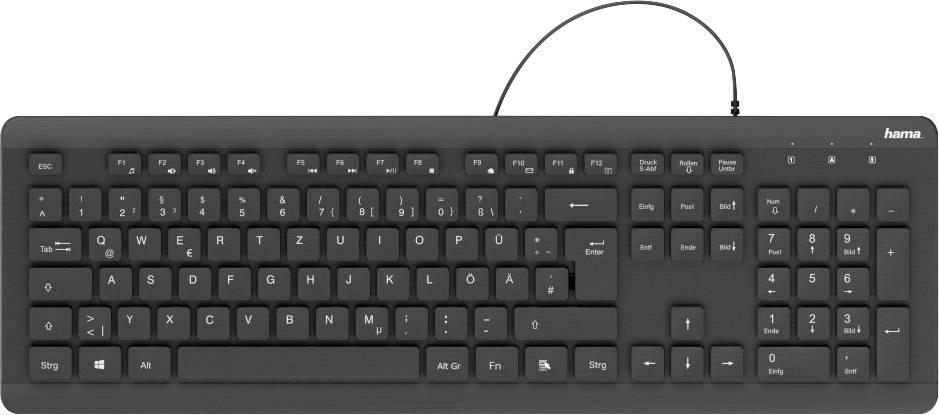 Hama KC-600 USB Tastatur Deutsch, QWERTZ Schwarz Wasserfest (IPX7)