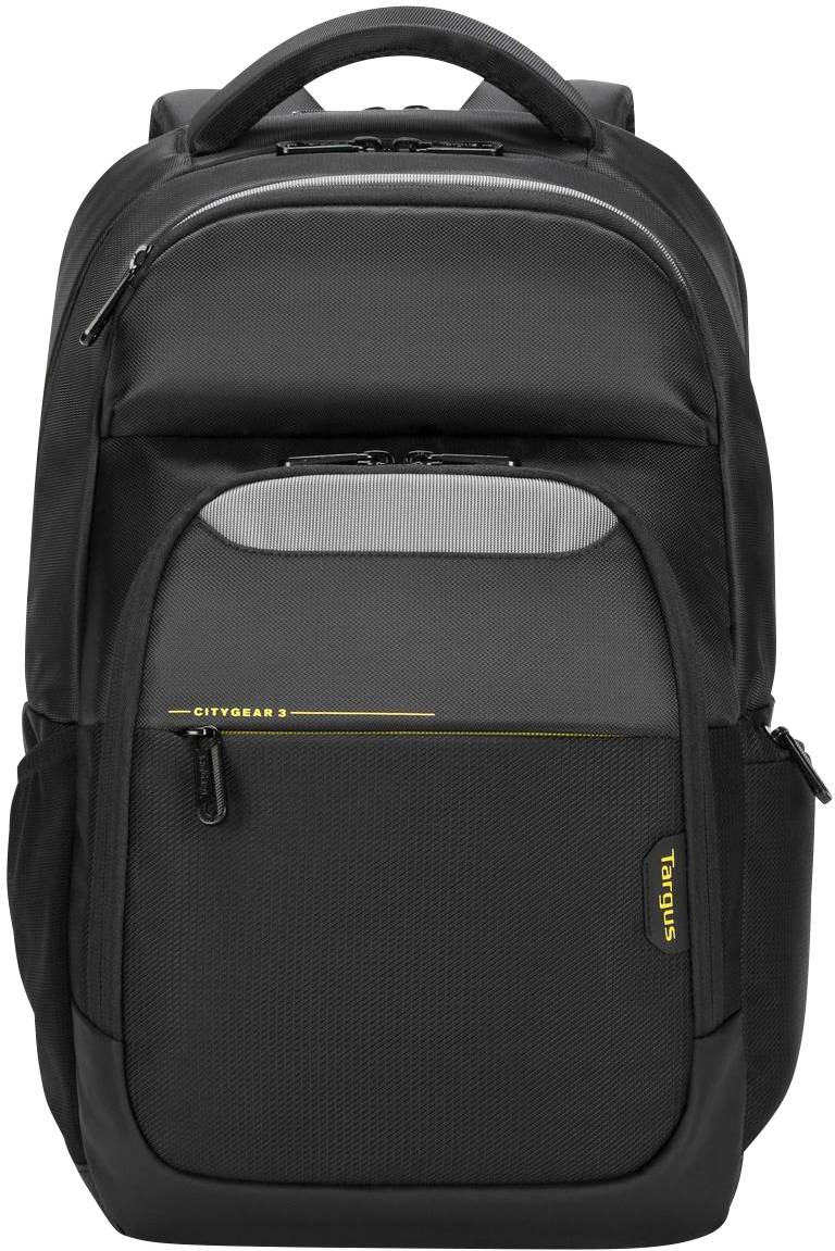 Schwarzer Rucksack mit mehreren Fächern und Taschen, geeignet für Laptops und Zubehör. Ideal für Geschäftsreisen oder den täglichen Gebrauch.
