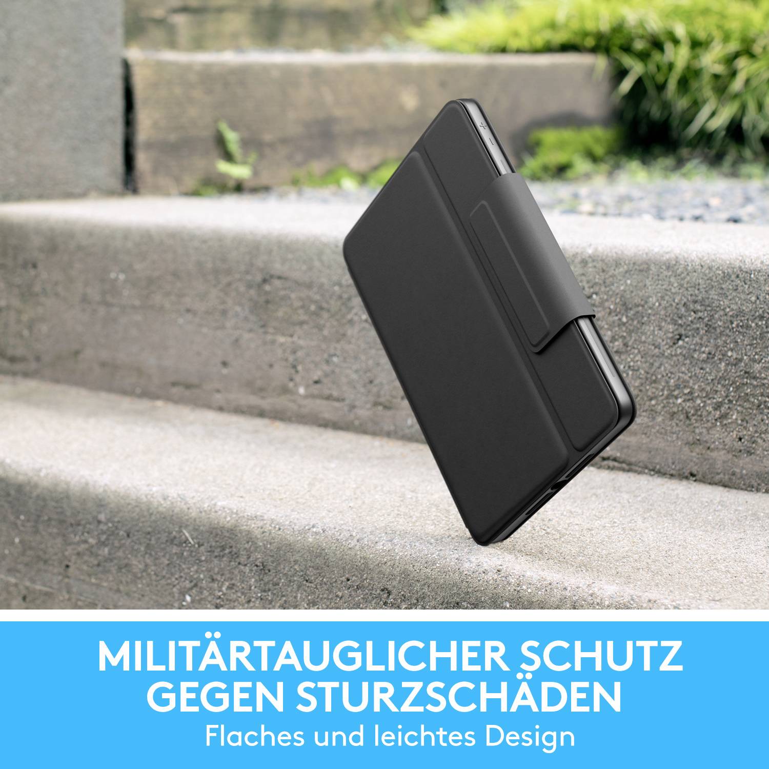 Logitech Rugged Folio Tablet-Tastatur mit Hülle Passend für Marke (Tablet): Apple iPad 10.2 (2019), iPad (9. Generation)