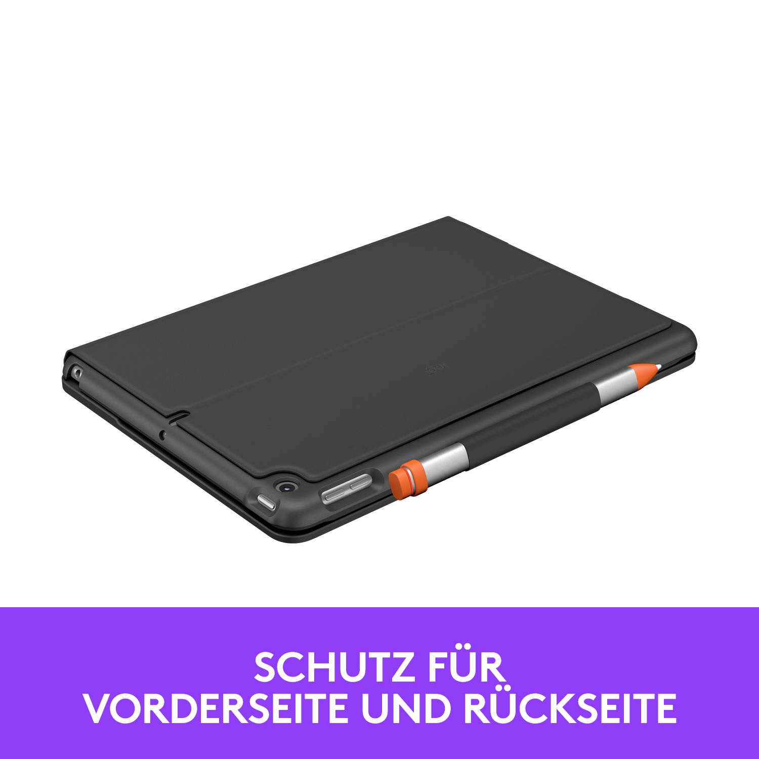 Logitech Slim Folio - Tastatur und Foliohülle - kabellos - Bluetooth - QWERTZ - Deutsch - Graphite - für Apple 10.2-inch