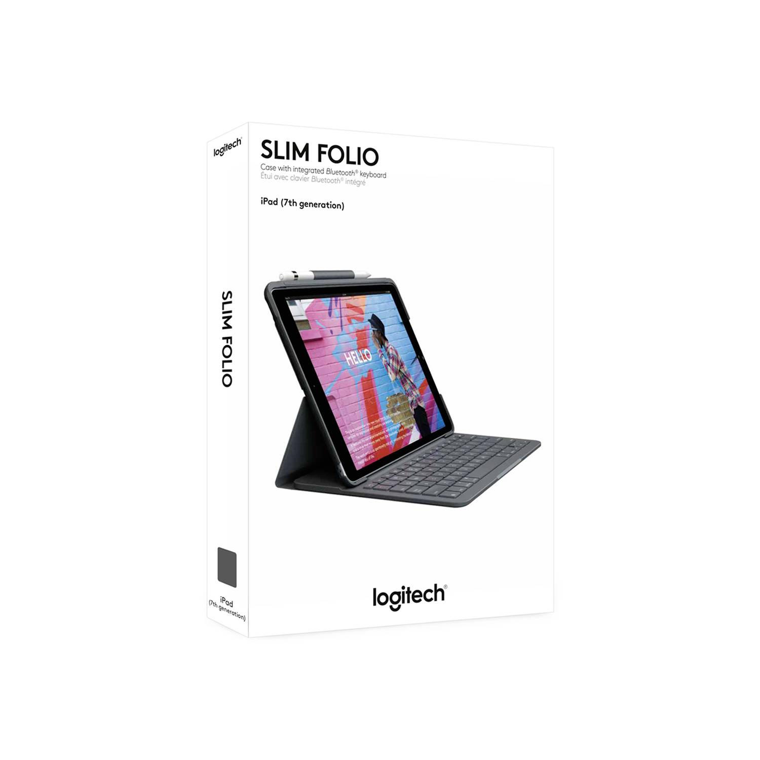 Logitech Slim Folio - Tastatur und Foliohülle - kabellos - Bluetooth - QWERTZ - Deutsch - Graphite - für Apple 10.2-inch