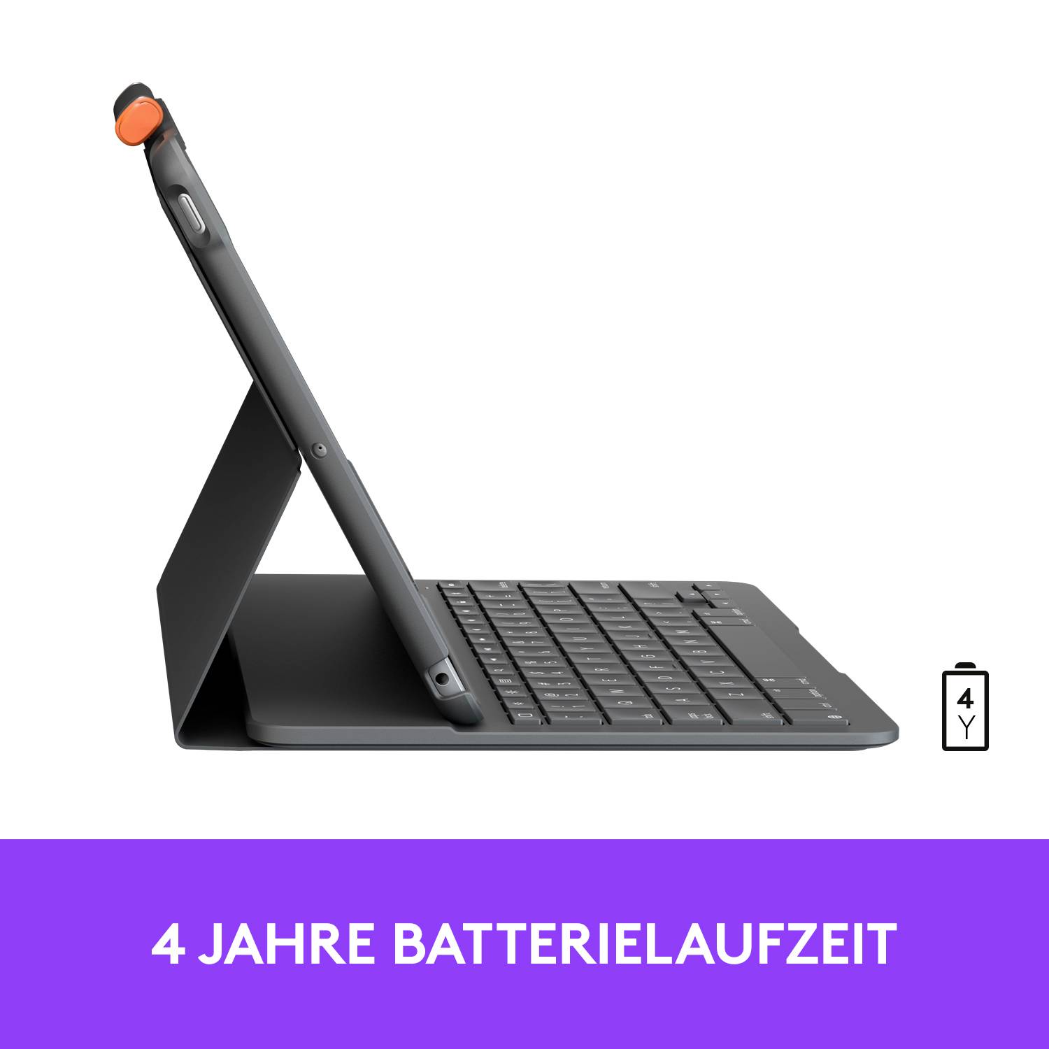 Logitech Slim Folio - Tastatur und Foliohülle - kabellos - Bluetooth - QWERTZ - Deutsch - Graphite - für Apple 10.2-inch