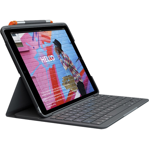 Logitech Slim Folio Tablet-Tastatur mit BookCover Passend für Marke (Tablet): Apple iPad (7. Generation), iPad (8. Generation), iPad (9. Generation)