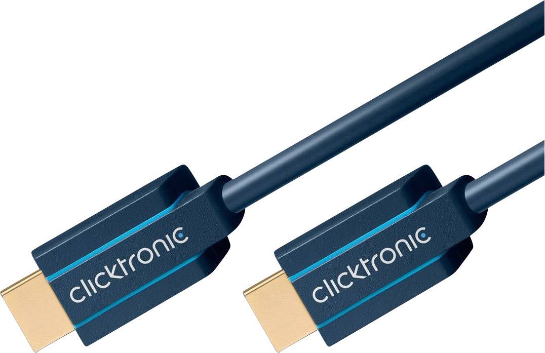 clicktronic HDMI Anschlusskabel 1.50 m Blau 40989 dreifach geschirmt, Geflechtschirm, High Speed-HDMI, OFC-Leiter