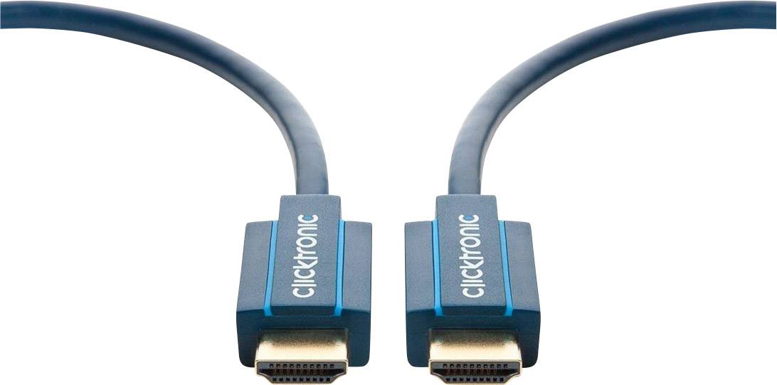 clicktronic HDMI Anschlusskabel 1.50 m Blau 40989 dreifach geschirmt, Geflechtschirm, High Speed-HDMI, OFC-Leiter