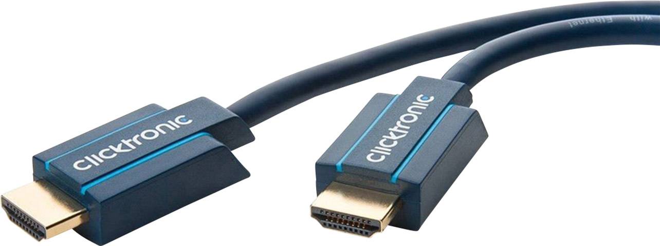 clicktronic HDMI Anschlusskabel 2.00 m Blau 40990 dreifach geschirmt, Geflechtschirm, OFC-Leiter