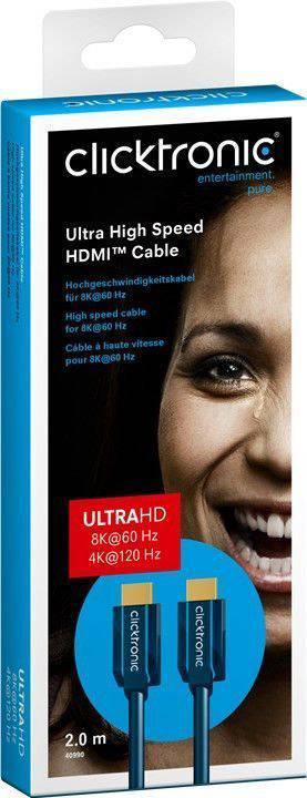 clicktronic HDMI Anschlusskabel 2.00 m Blau 40990 dreifach geschirmt, Geflechtschirm, OFC-Leiter