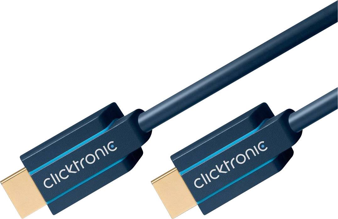 clicktronic HDMI Anschlusskabel 2.00 m Blau 40990 dreifach geschirmt, Geflechtschirm, OFC-Leiter