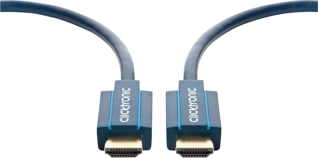 clicktronic HDMI Anschlusskabel 2.00 m Blau 40990 dreifach geschirmt, Geflechtschirm, OFC-Leiter
