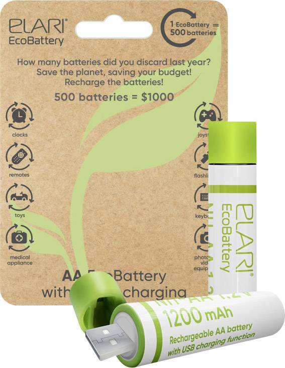 Elari Eco-Battery Mignon (AA)-Akku NiMH 1200 mAh 1.2 V 2 St.