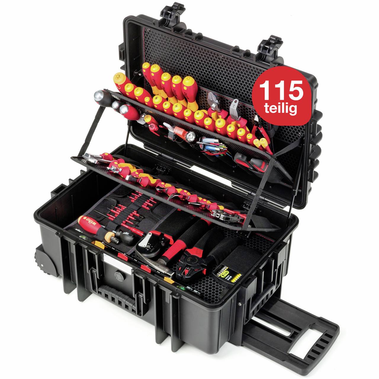 Wiha 42069 Elektriker, Handwerker, Lehrlinge, Profi, VDE Werkzeugkoffer bestückt 113teilig (L x B x H) 625 x 440 x 280mm