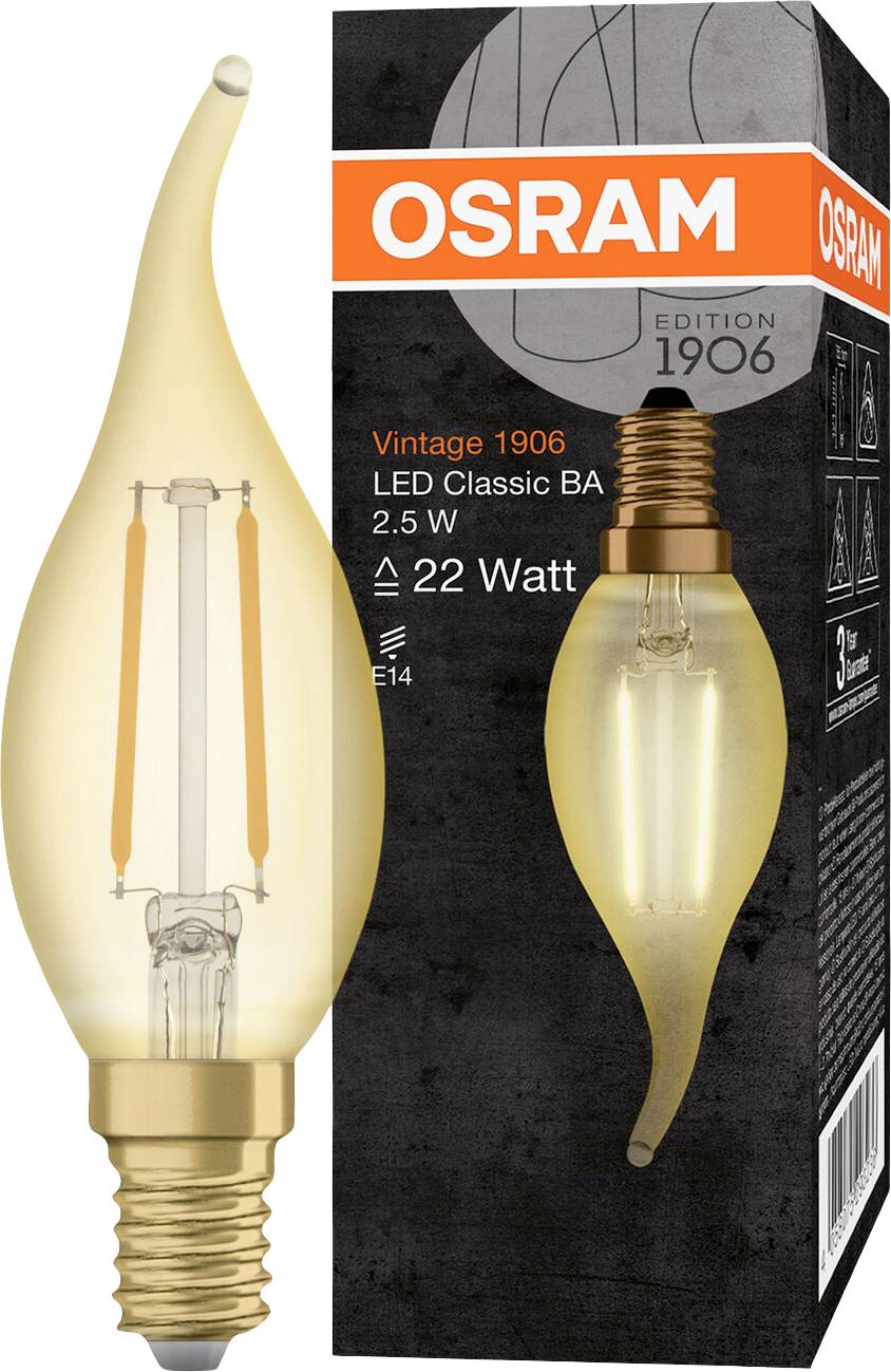 OSRAM 4058075293236 LED EEK F (A - G) E14 Kerzenform 2.5 W = 22 W Warmweiß (Ø x L) 35.0 mm x 121.0 mm 1 St.
