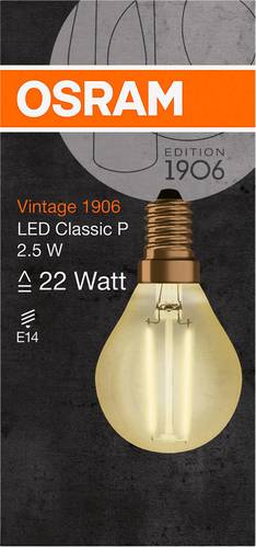 OSRAM LED EEK A++ (A++ - E) E14 Tropfenform 3W Warmweiß (Ø x L) 45.0mm x 77.0mm 1St.
