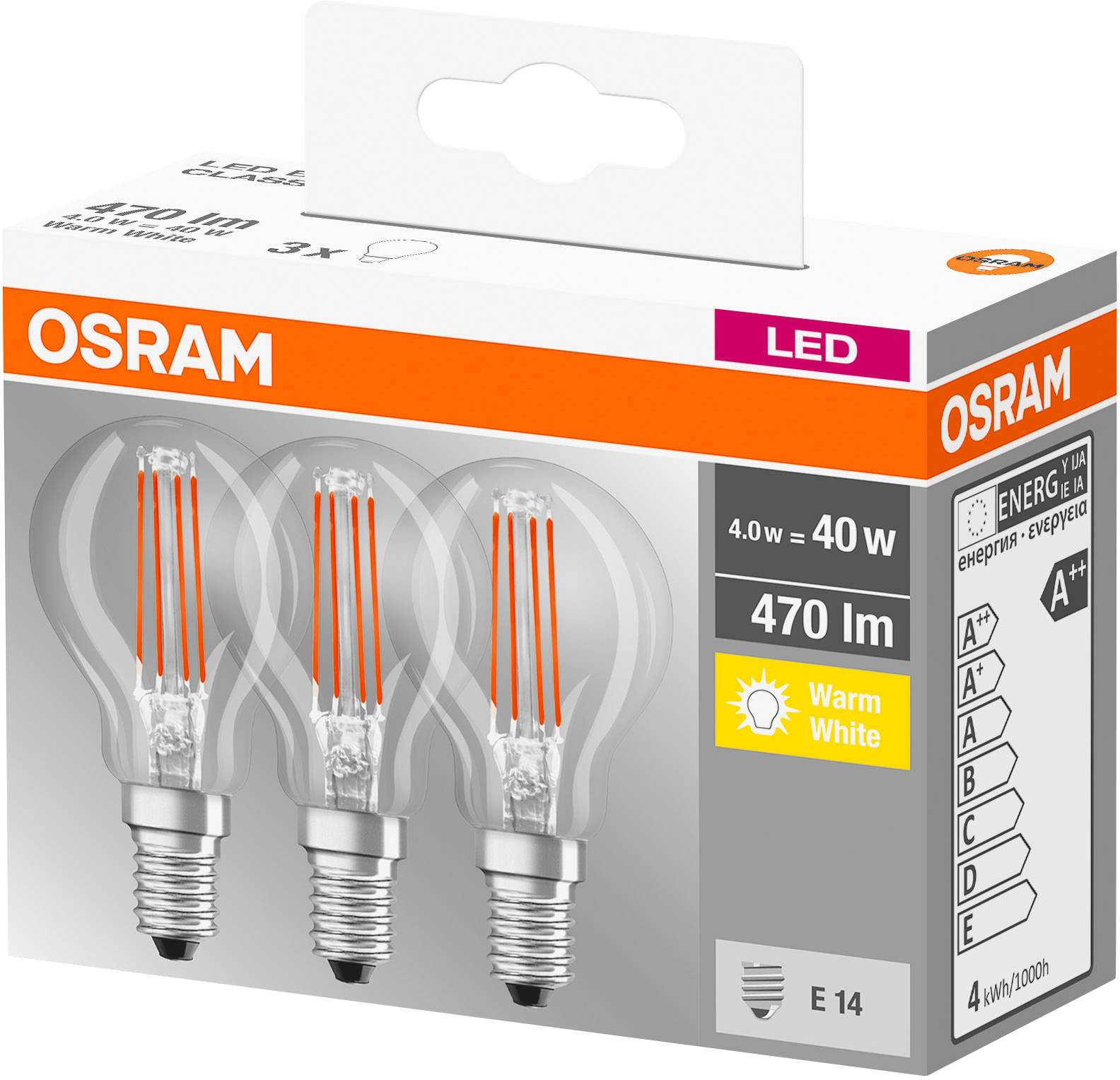 OSRAM 4058075819337 LED EEK E (A - G) E14 Tropfenform 4 W = 40 W Warmweiß (Ø x L) 45.0 mm x 77.0 mm 1 St.