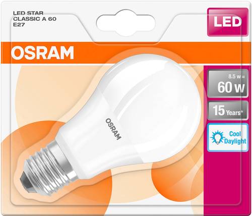 OSRAM LED EEK A+ (A++ - E) E27 Glühlampenform 9W Kaltweiß (Ø x L) 60.0mm x 110.0mm 1St.