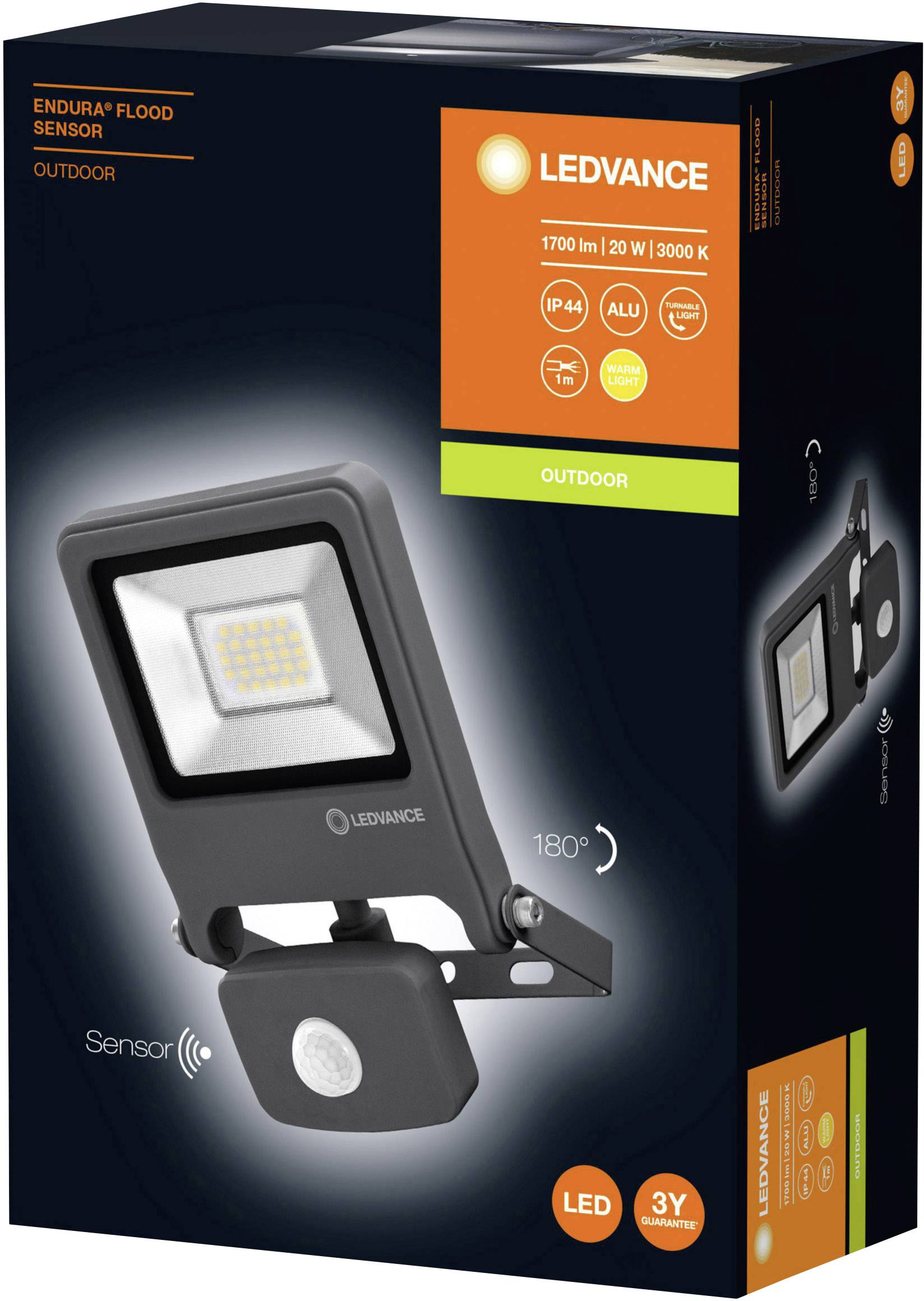 LEDVANCE ENDURA® FLOOD Sensor Warm White L 4058075239500 LED-Außenstrahler mit Bewegungsmelder 20W Leuchtfarben: Warmweiß