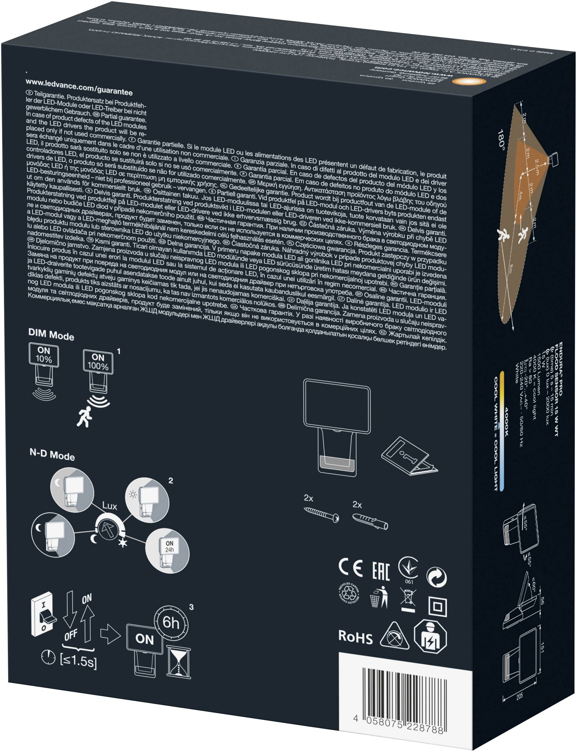 LEDVANCE ENDURA PRO FLOOD SENSOR 4058075228788 LED-Außenstrahler Weiß