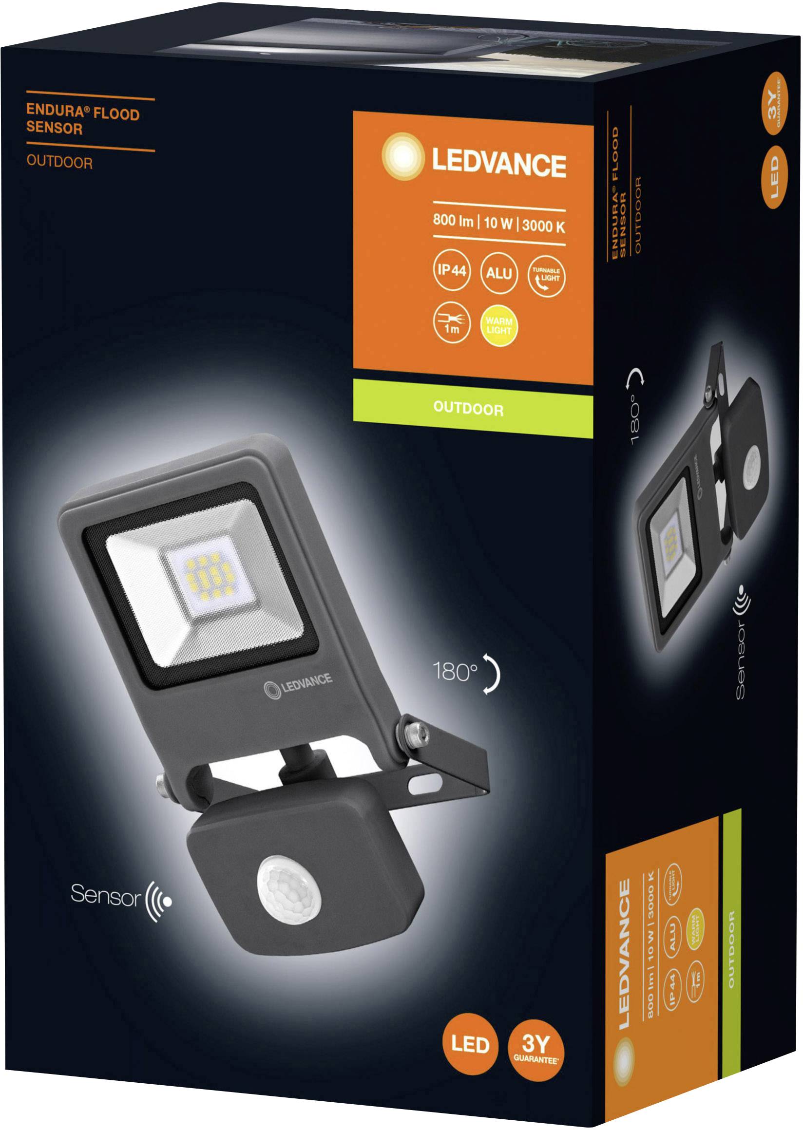 LEDVANCE ENDURA® FLOOD Sensor Warm White L 4058075292154 LED-Außenstrahler mit Bewegungsmelder 10W Leuchtfarben: Warmweiß