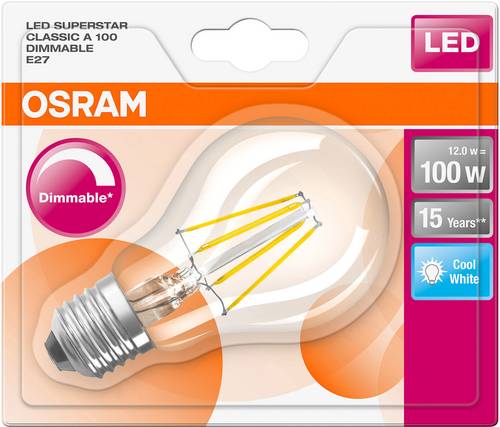 OSRAM LED EEK A++ (A++ - E) E27 Glühlampenform 12W Kaltweiß (Ø x L) 60.0mm x 105.0mm 1St.