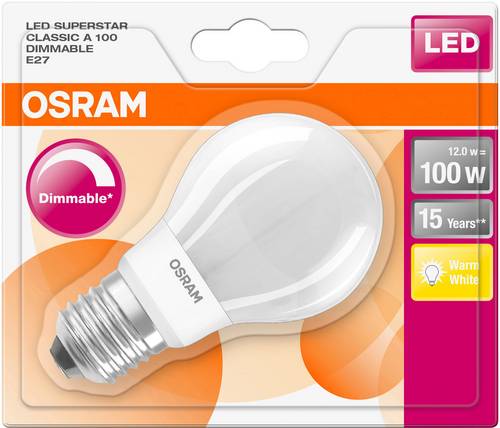 OSRAM LED EEK A++ (A++ - E) E27 Glühlampenform 12W Warmweiß (Ø x L) 60.0mm x 105.0mm 1St.