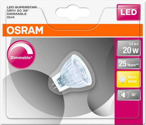 OSRAM LED EEK A+ (A++ - E) GU4 Reflektor 4W Warmweiß (Ø x L) 35.0mm x 38.0mm 1St.