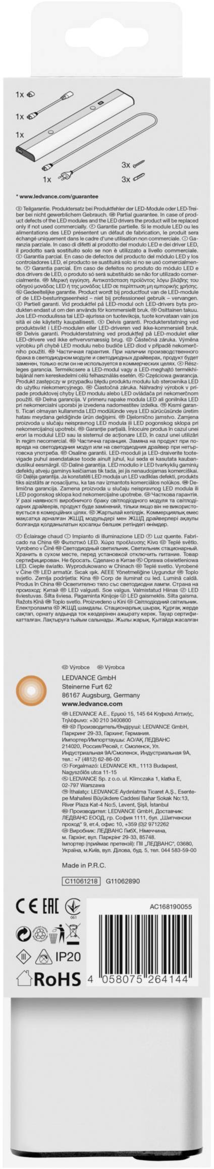 LEDVANCE Linear LED Flat L Unterbauleuchte LED 6W Warmweiß Weiß