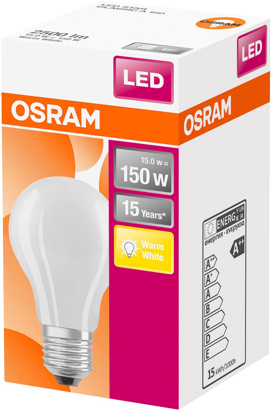 OSRAM HOMELIGHTING 4058075305014 LED EEK D (A - G) E27 Glühlampenform 17 W = 150 W Warmweiß (Ø x L) 70.0 mm x 118 mm 1 St.