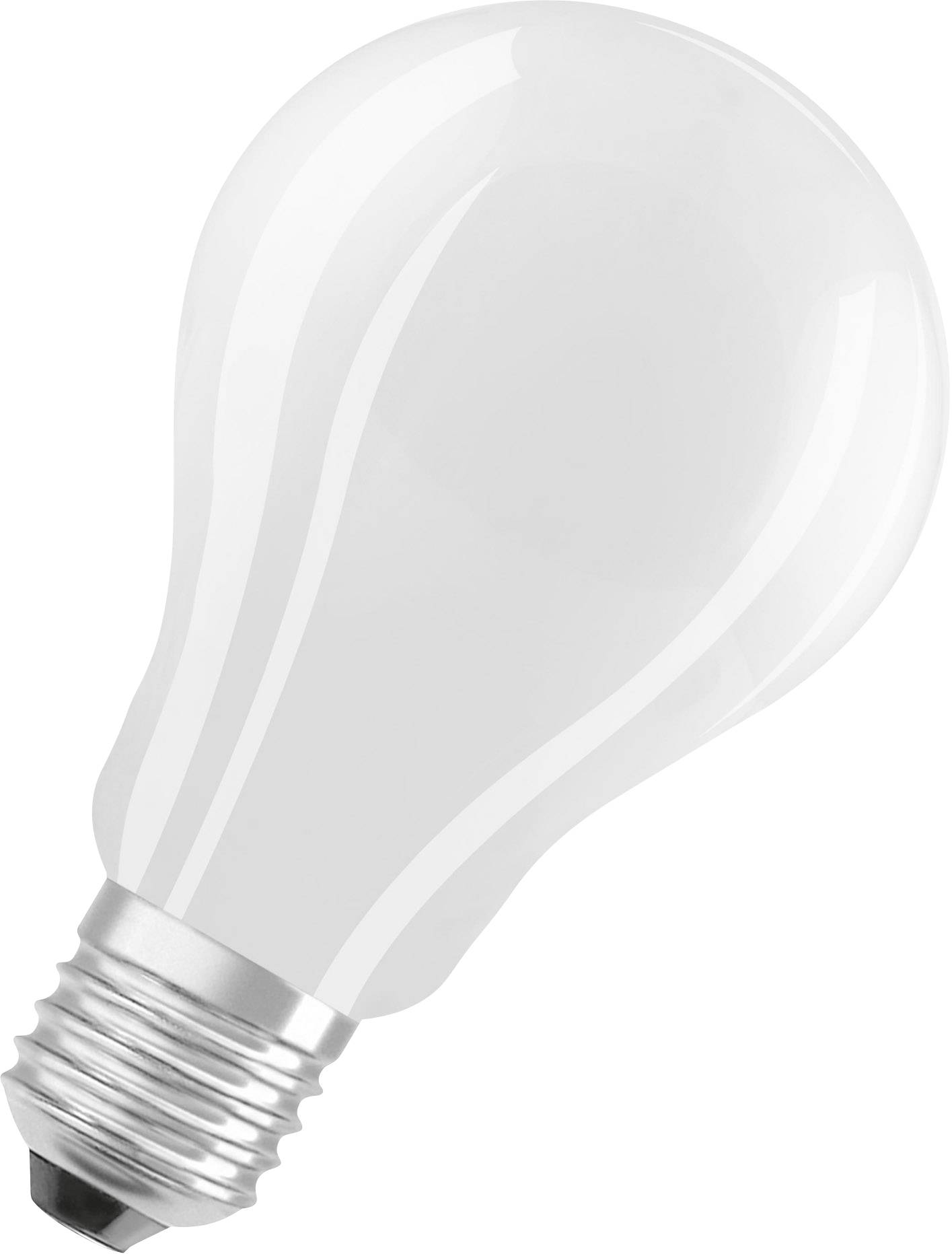 Glühbirne mit silberner Fassung auf weißem Hintergrund. Symbolisiert Ideen oder Kreativität.