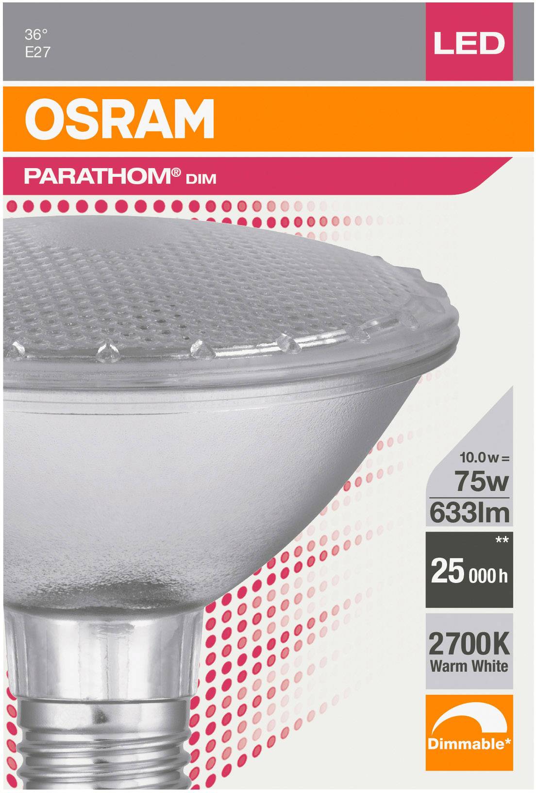 OSRAM 4058075264304 LED EEK G (A - G) E27 Reflektor 10 W = 75 W Warmweiß (Ø x L) 95.0 mm x 93 mm 1 St.