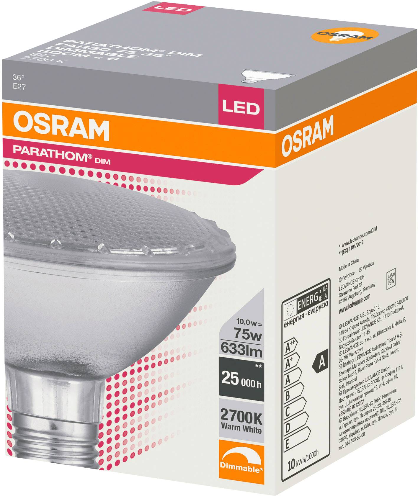 OSRAM 4058075264304 LED EEK G (A - G) E27 Reflektor 10 W = 75 W Warmweiß (Ø x L) 95.0 mm x 93 mm 1 St.