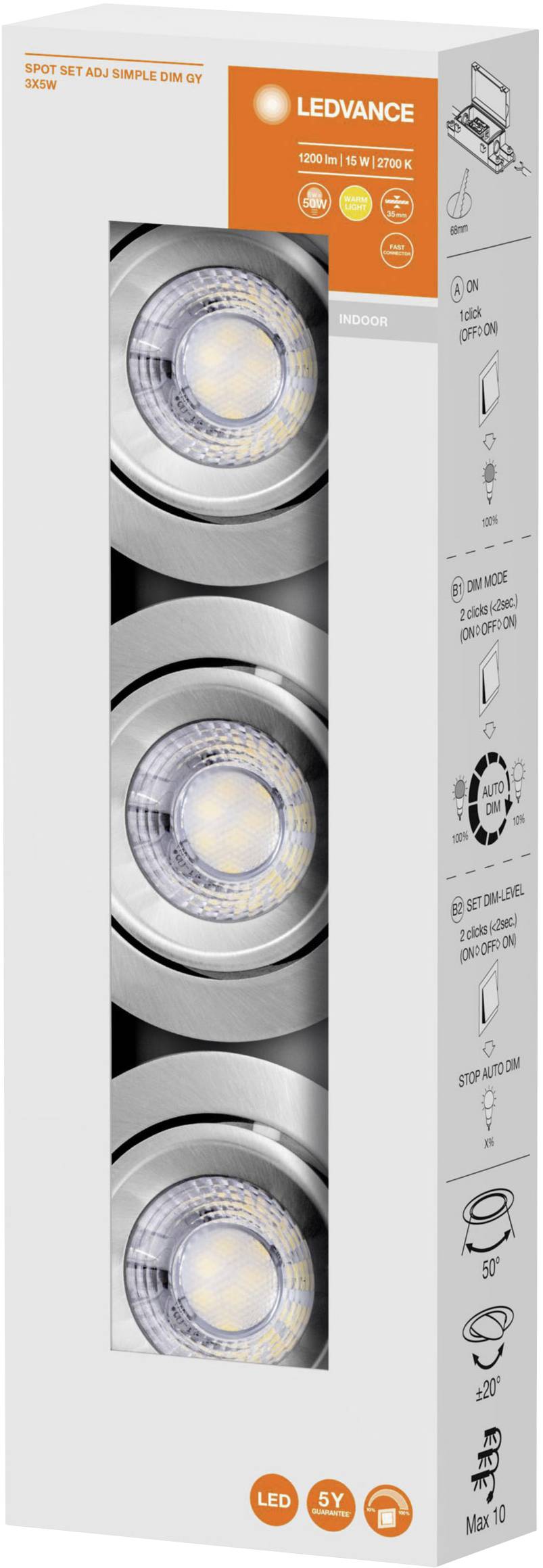 LEDVANCE 4058075273146  LED-Einbauleuchte LED 15W Grau