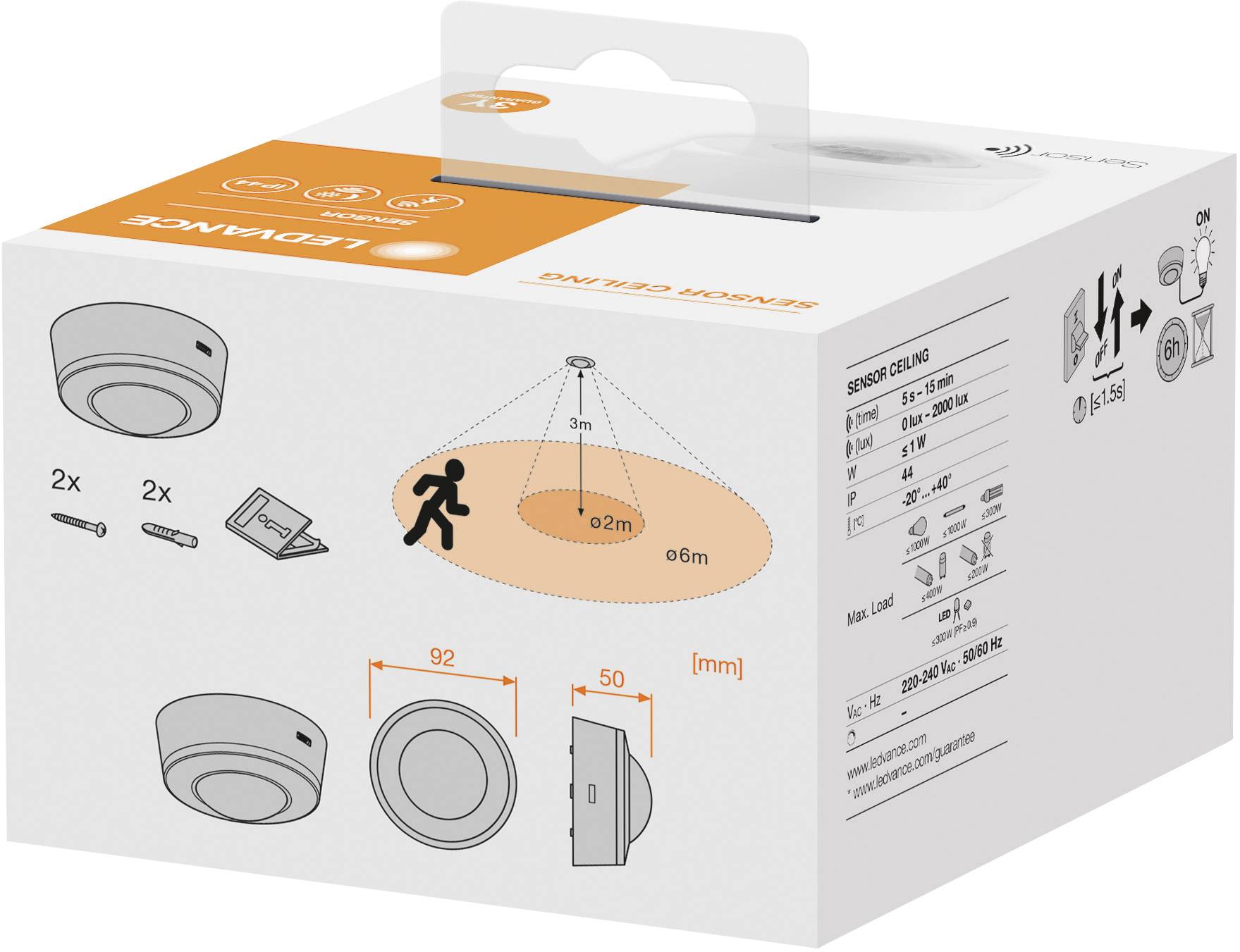 LEDVANCE 4058075244719 SENSOR CEILING IP44 Einbauleuchte Weiß