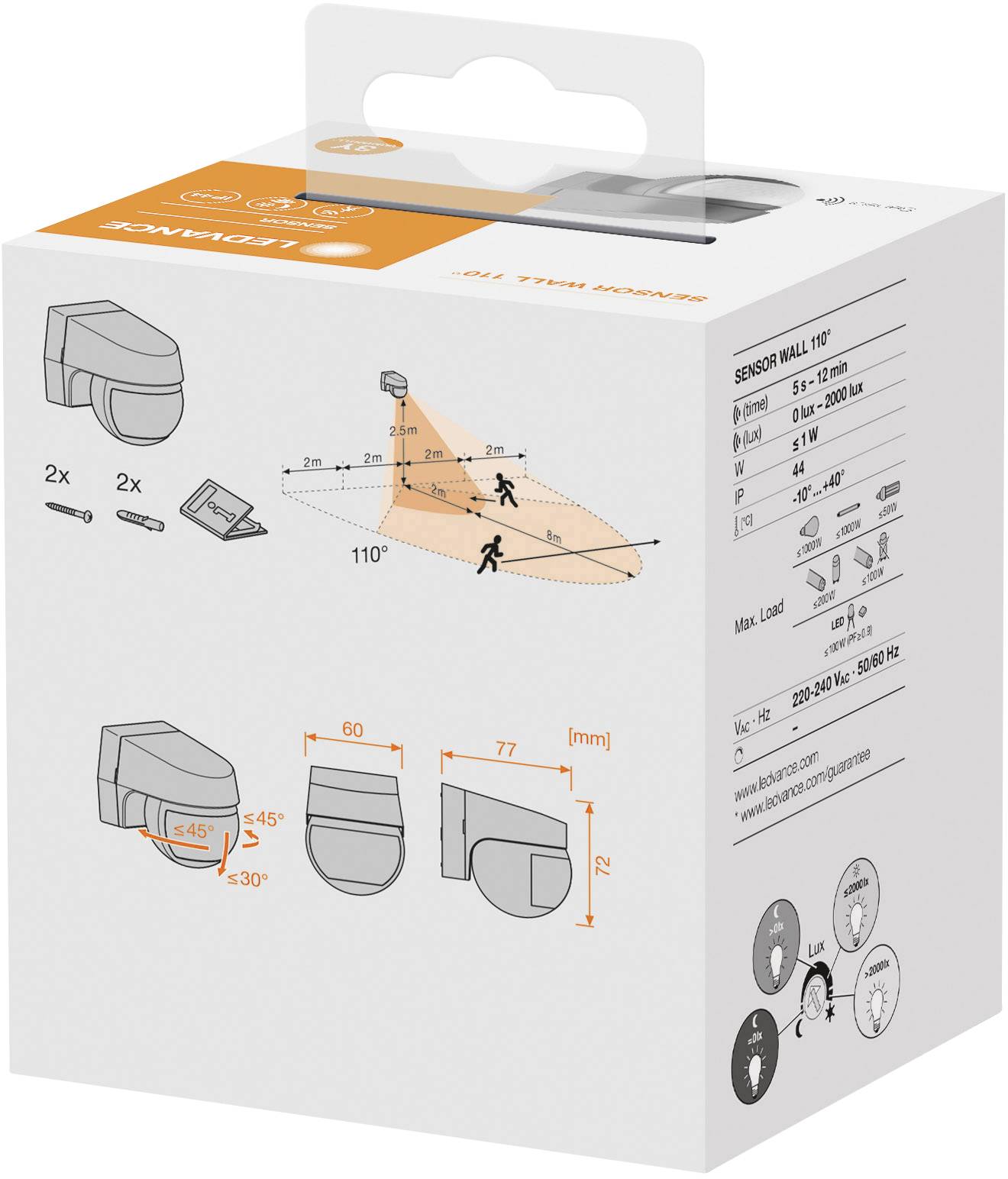 LEDVANCE 4058075244757 Bewegungsmelder 110° Dunkelgrau (matt) IP44