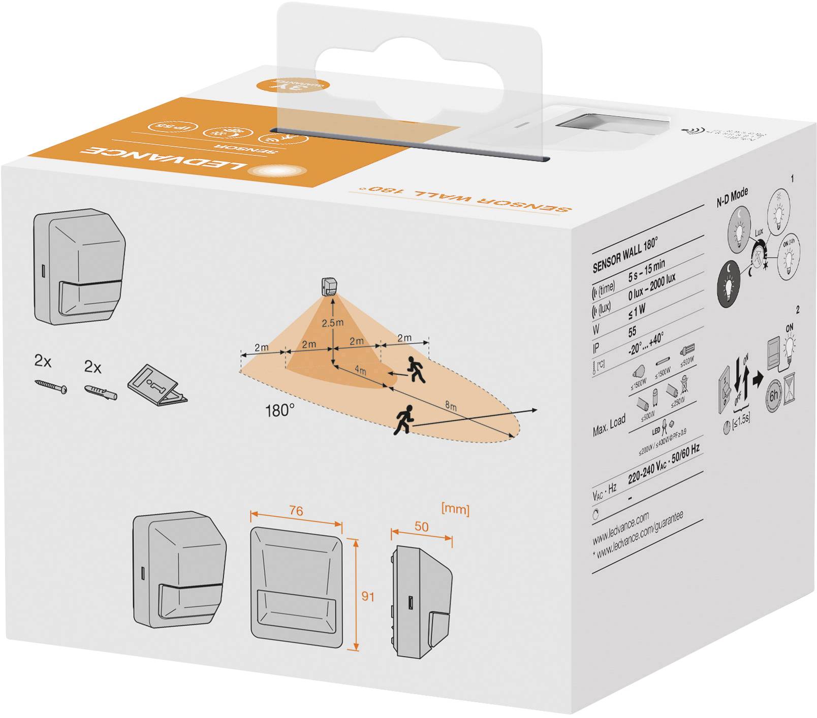 LEDVANCE 4058075244771 Aufputz Bewegungsmelder 110° Weiß IP55