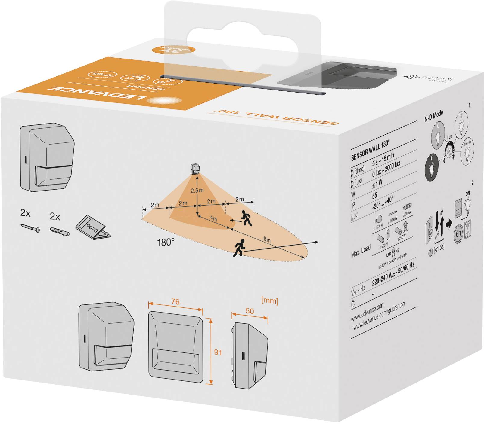 LEDVANCE 4058075244795 Aufputz Bewegungsmelder 180° Dunkelgrau (matt) IP55