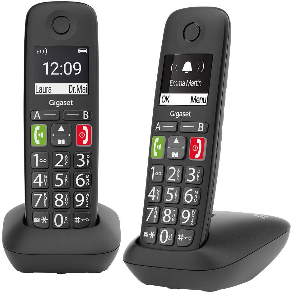 Gigaset E290 Duo ohne Anrufbeantworter DECT Mobilteil Schwarz