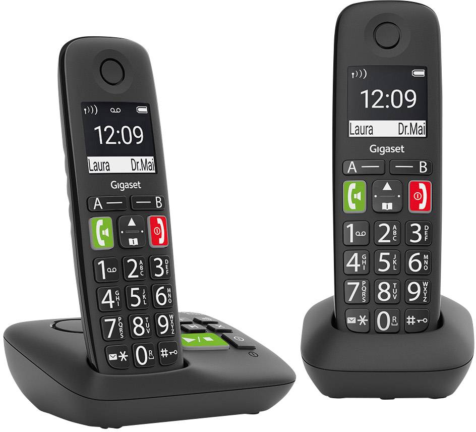 Gigaset E290A Duo mit Anrufbeantworter DECT Mobilteil Schwarz