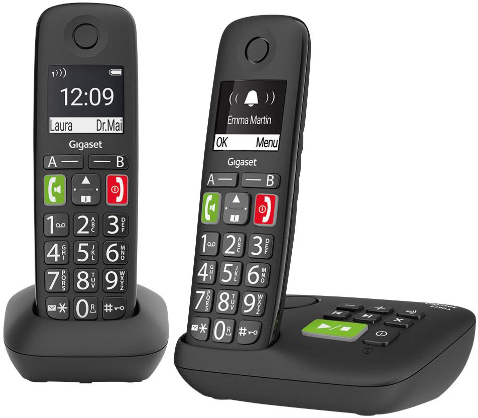 Gigaset E290A Duo mit Anrufbeantworter DECT Mobilteil Schwarz