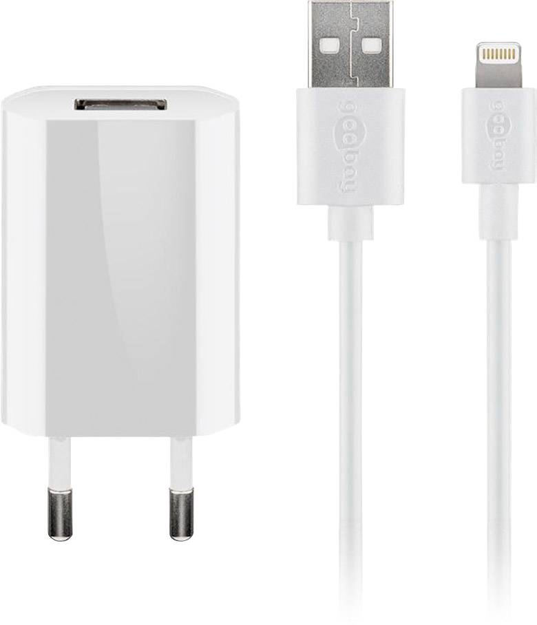 Goobay flach1A Lightning USB Ladegerät 5 W USB 2.0 Buchse A, Apple Lightning-Stecker Weiß Steckdose