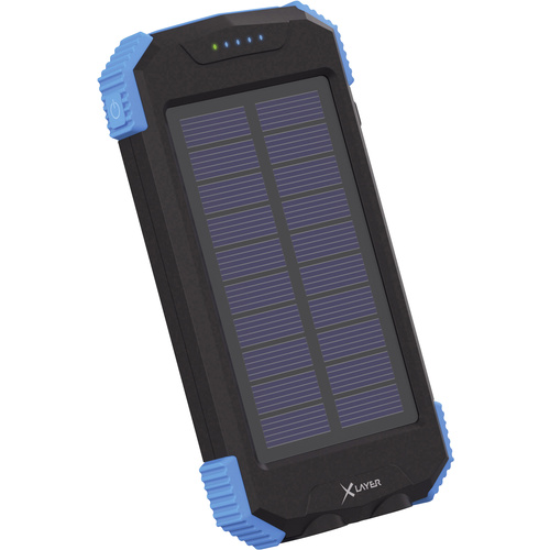 Xlayer Induktions-Powerbank 2100mA Wireless-Solar 217168 10000 mAh Ausgänge USB, Induktionslade-Standard Schwarz, Blau