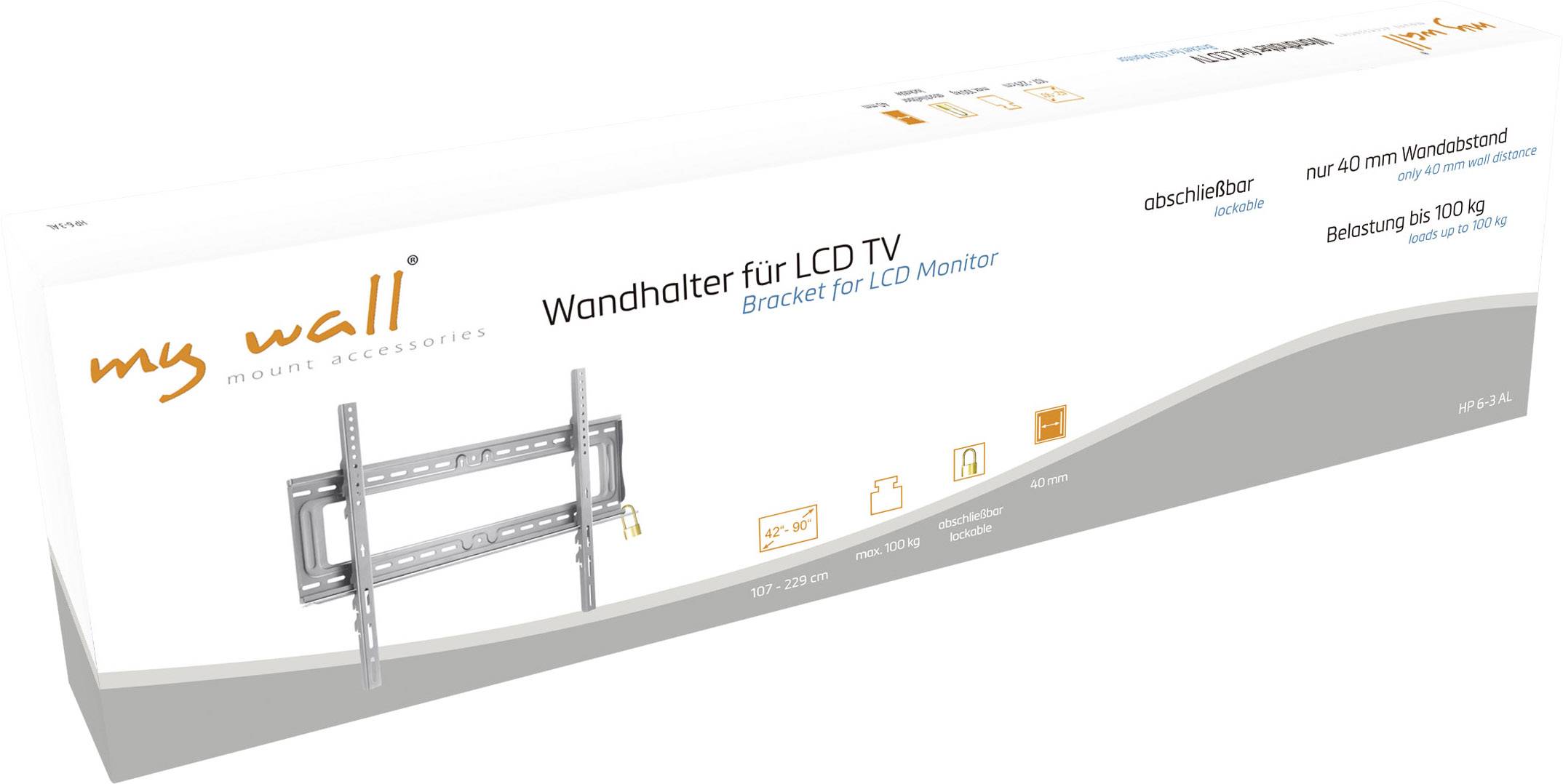 My Wall HP6-3AL TV-Wandhalterung 106,7cm (42") - 228,6cm (90") Starr Mit Diebstahlschutz, Integrierte Wasserwaage
