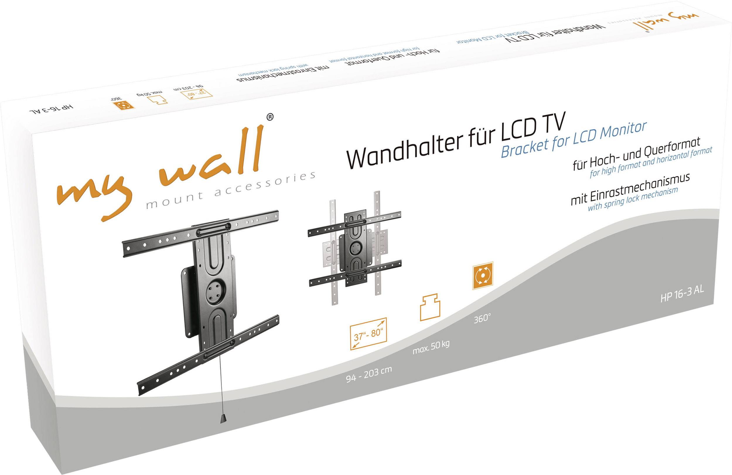My Wall HP 16-3 AL TV-Wandhalterung 94,0 cm (37") - 203,2 cm (80") Drehbar