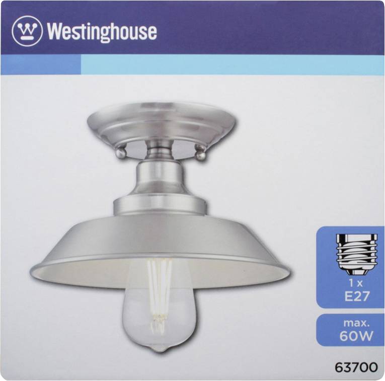 Westinghouse 63700 Iron Hill 22 Deckenleuchte E27 Nickel (gebürstet)